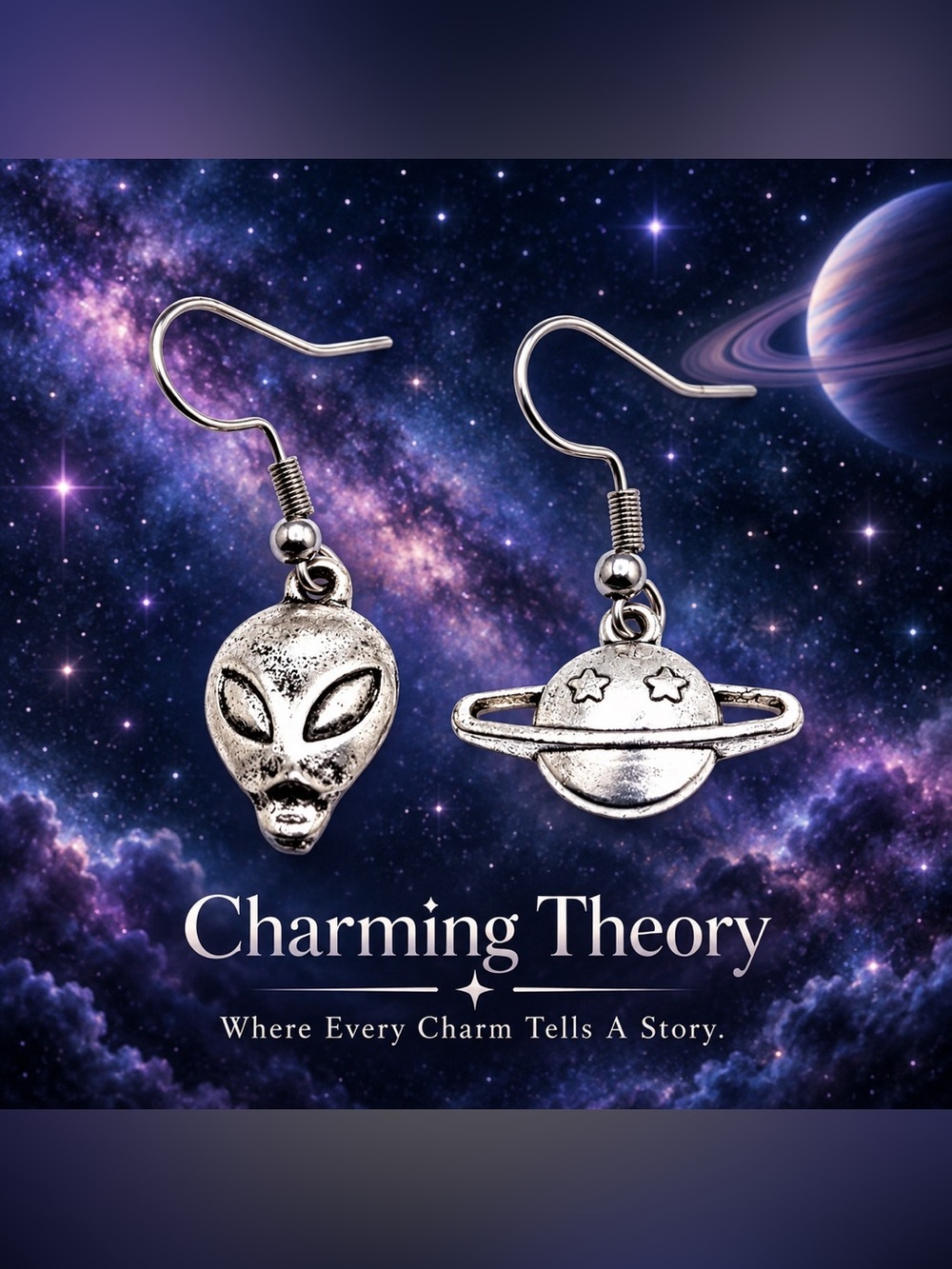 Alien & Planet Mismatched Space Earrings